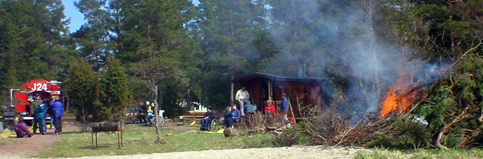 Bilden visar en brasa som brinner