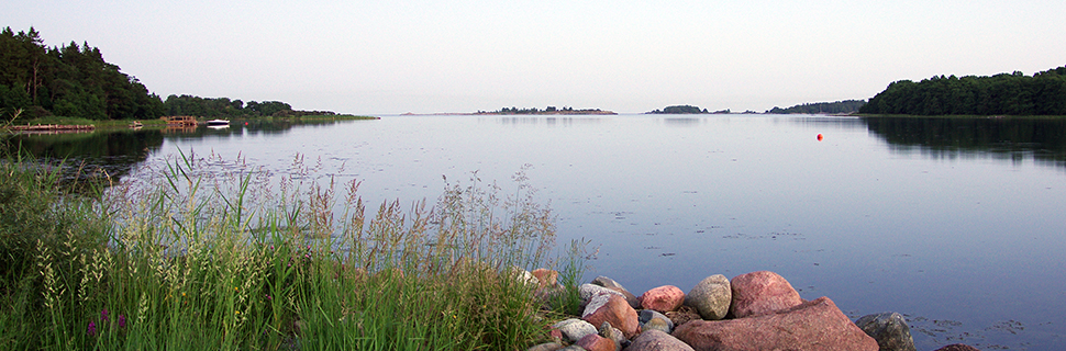 Bilden visar en vy över ett inlopp från havet